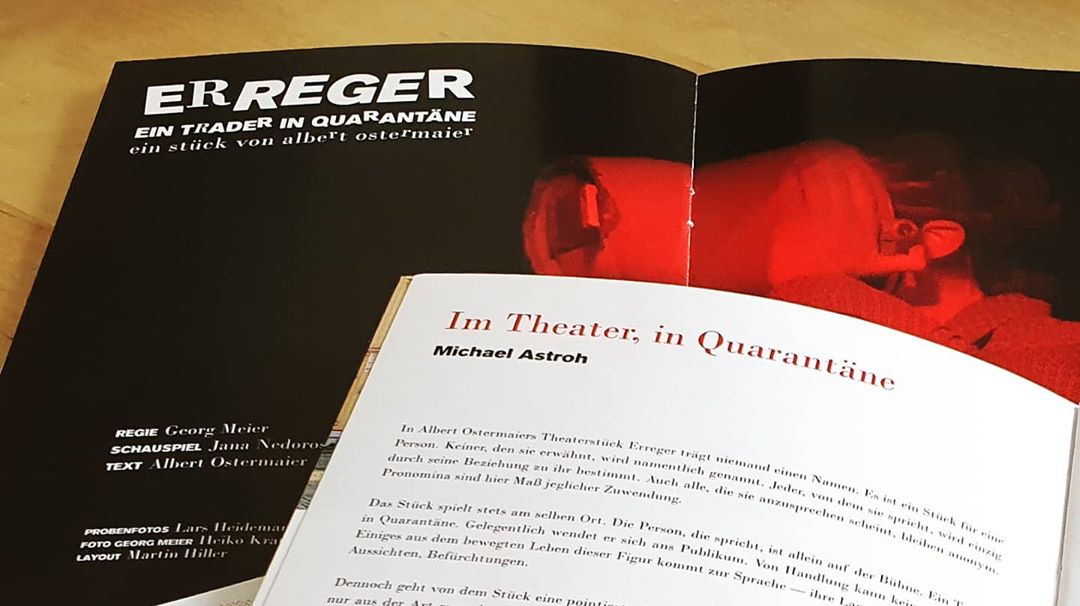 Programmheft für "Erreger" von Albert Ostermaier, Aufführung im StuThe in Greifswald